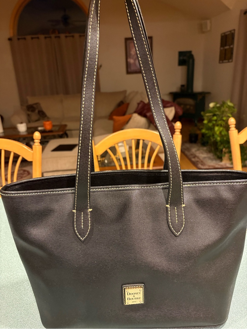 Dooney & Bourke Black Tote with Contrast Stitching